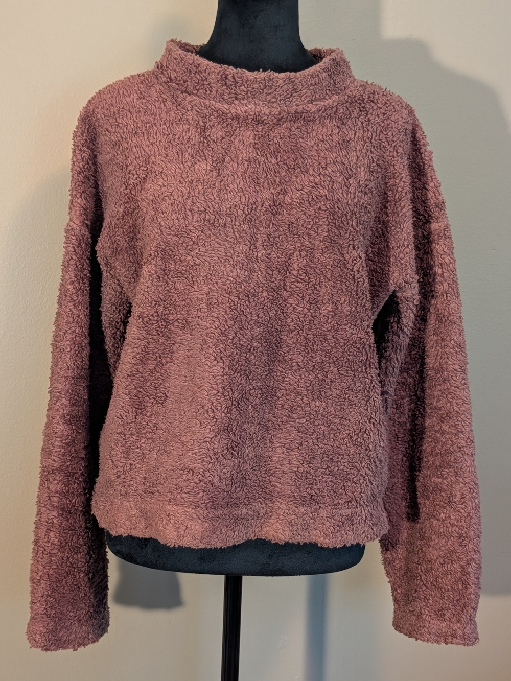 Clove Colored Organic Cotton Sherpa Sweater. Indie Designer. Sz Med.